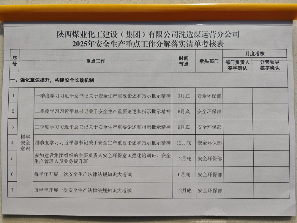 陜煤建設(shè)洗選煤運營公司：抓準重點節(jié)點，守好全年“安全門”